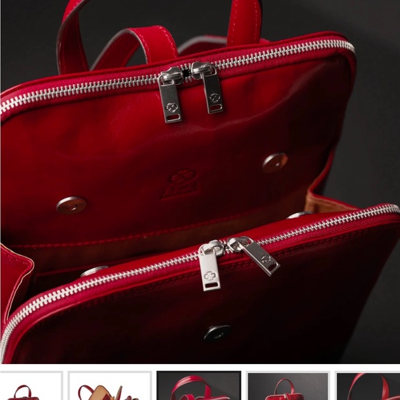 Time Resistance Womens Convertible Leather Backpack Shoulder Bag - Clarissa Red - Picture 13 of 16